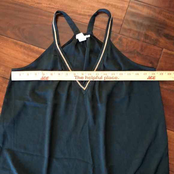 H&M Conscious | Dark green V-neck sleeveless tank top blouse gold trim - Picture 9 of 12